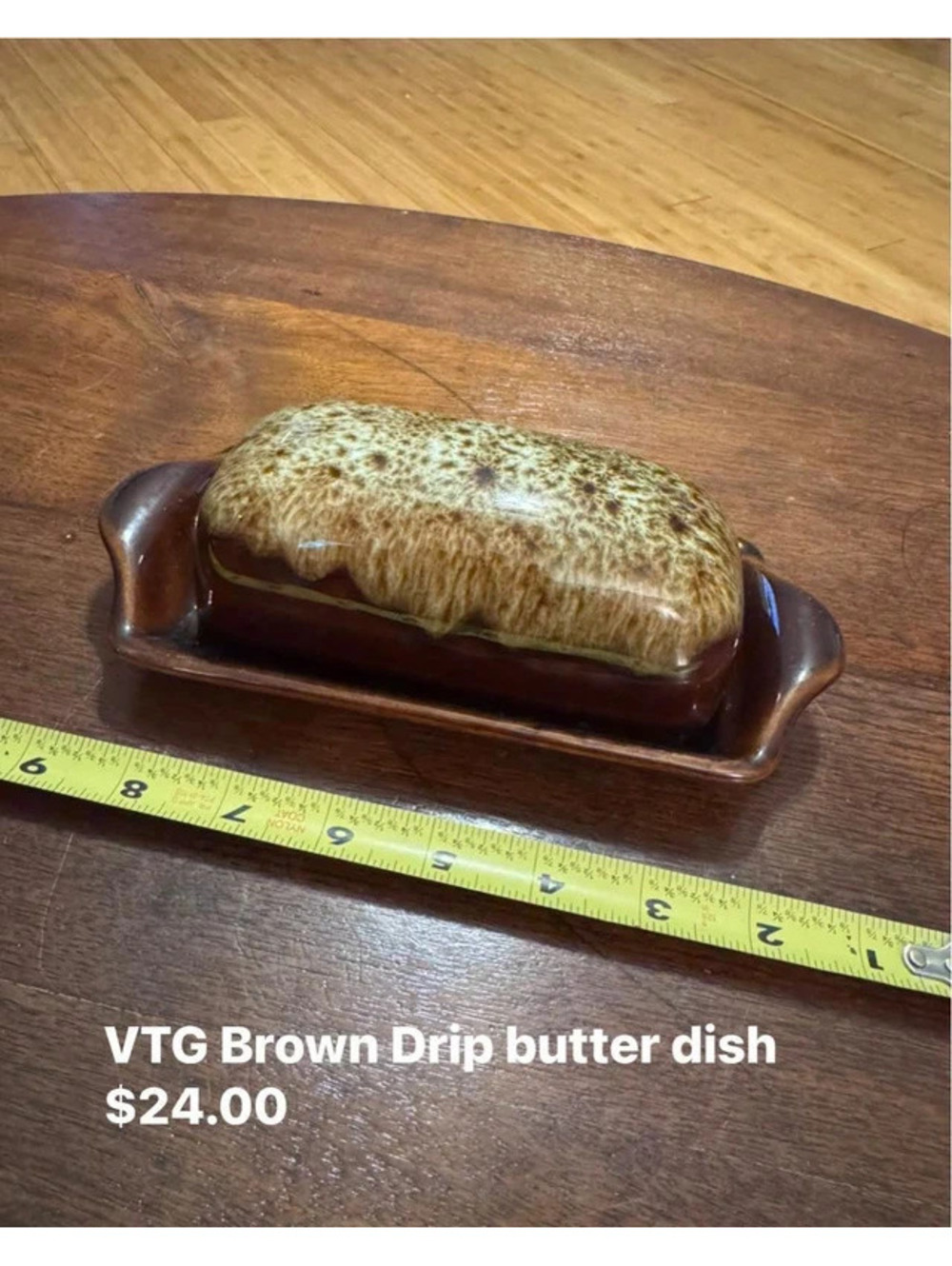 Vintage Brown Drip Butter dish